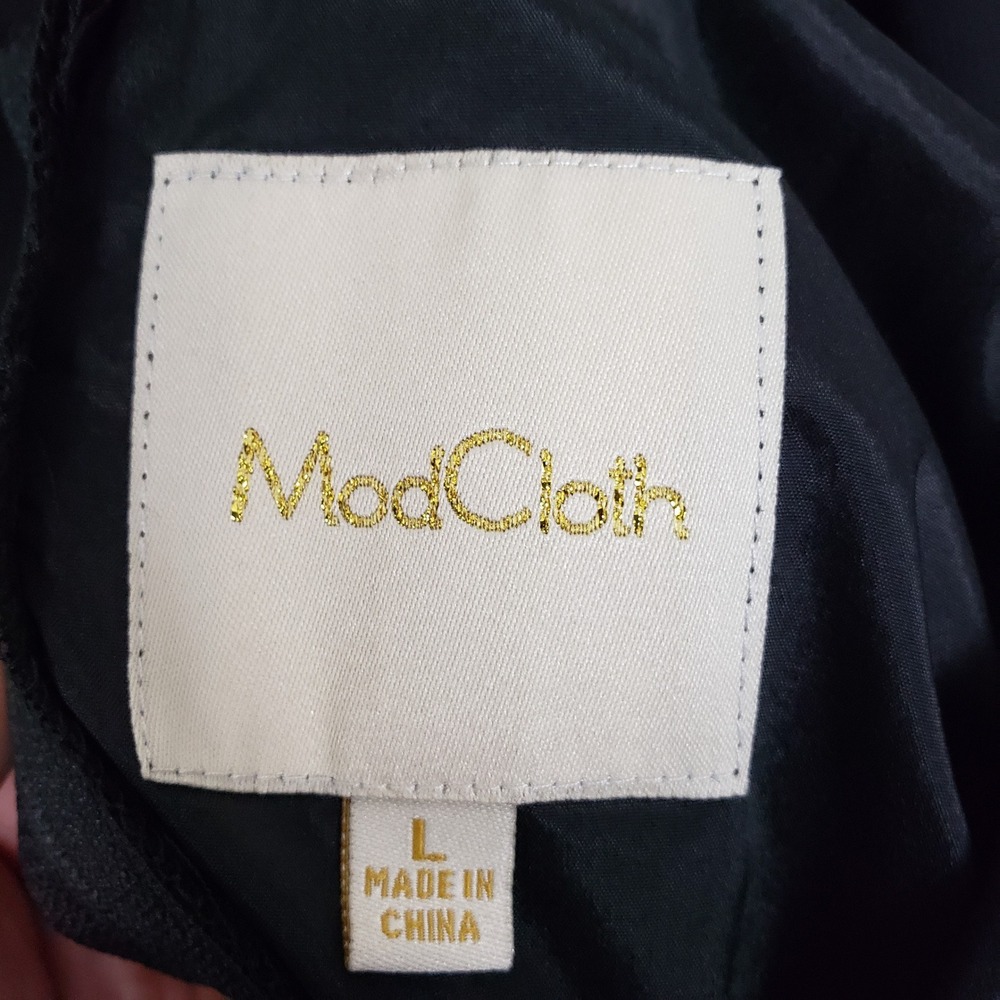 ModCloth Size L Chiffon Layered Cape Dress Black Midi Whimsigoth Cocktail Party - Picture 3 of 9
